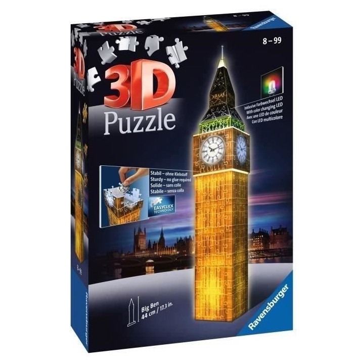 Puzzle 3D Big Ben illuminé - Ravensburger - Monument 216 pieces - san