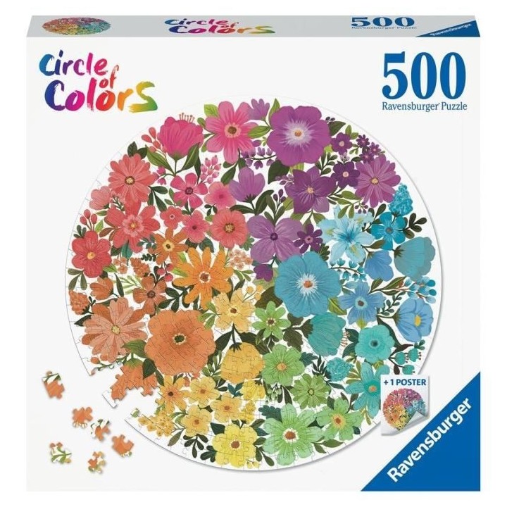 Ravensburger - Puzzle rond 500 pieces - Fleurs (Circle of Colors)