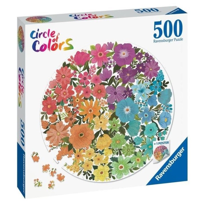 Ravensburger - Puzzle rond 500 pieces - Fleurs (Circle of Colors)