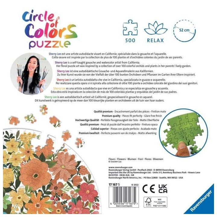 Ravensburger - Puzzle rond 500 pieces - Fleurs (Circle of Colors)