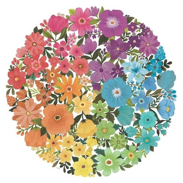 Ravensburger - Puzzle rond 500 pieces - Fleurs (Circle of Colors)