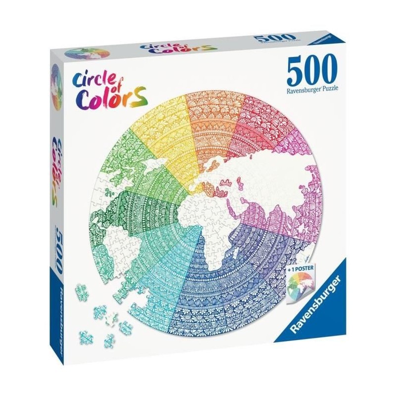 Ravensburger - Puzzle rond 500 pieces - Mandala (Circle of Colors)