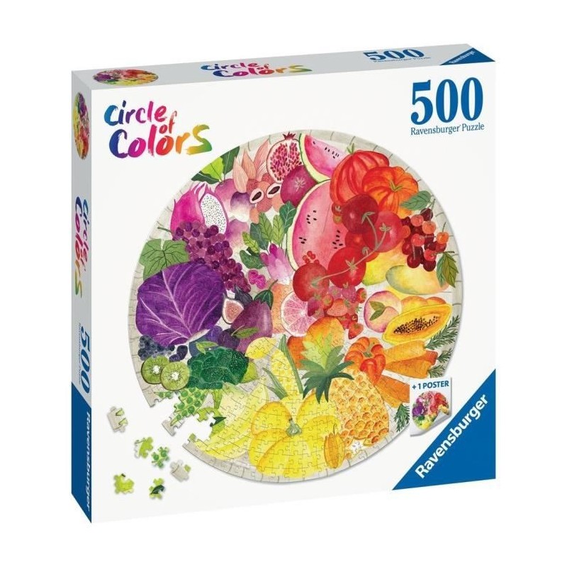 Ravensburger - Puzzle rond 500 pieces - Fruits et légumes (Circle of Colors)