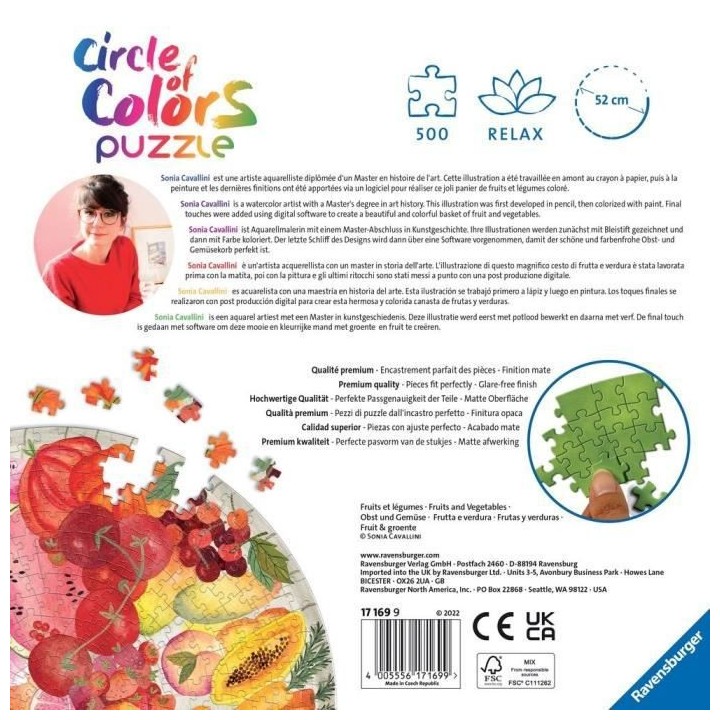 Ravensburger - Puzzle rond 500 pieces - Fruits et légumes (Circle of