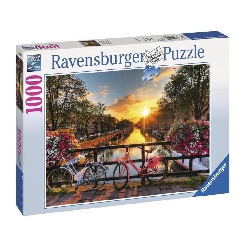 Puzzle 1000 pieces - Vélos a Amsterdam - Ravensburger - Puzzle adultes - Des 14 ans