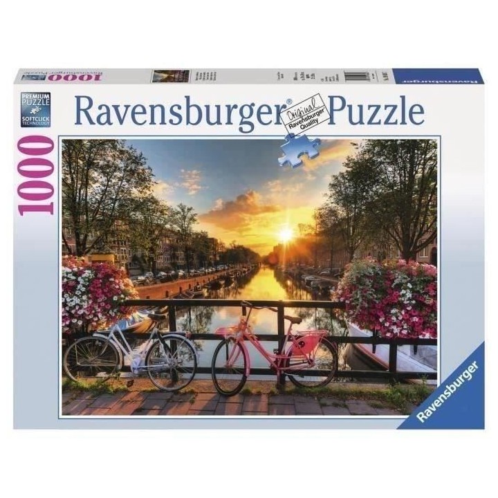 Puzzle 1000 pieces - Vélos a Amsterdam - Ravensburger - Puzzle adulte