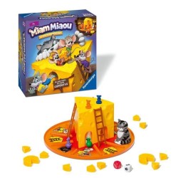 Miam Miaou - Ravensburger - La course aux fromages - Jeu de societe Enfants - 3 niveaux de difficulté - 2 a 4 joueurs - Des 3 a