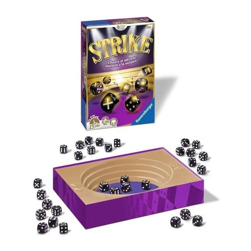 Strike - Ravensburger - Jeu d'ambiance Enfants et Adultes - Jeu de lancer de dés - 2 a 5 joueurs des 8 ans