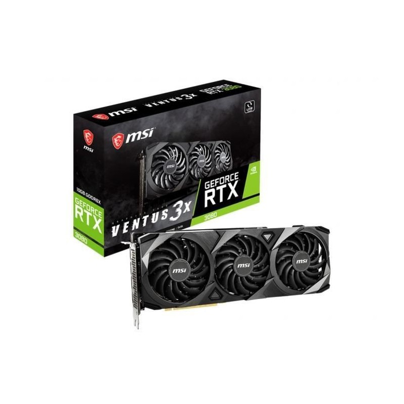 Carte Graphique - MSI - GeForce RTX 3080 VENTUS 3X PLUS 10G OC LHR - 10 Go - GDDR6X - PCIe 4.0 - HDMI/3XDisplayPort (912-V389-27