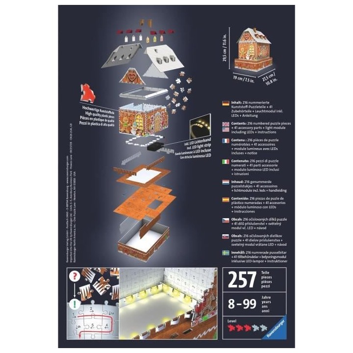 Puzzle 3D Maison de Noël en pain d'épices - Ravensburger - Monument