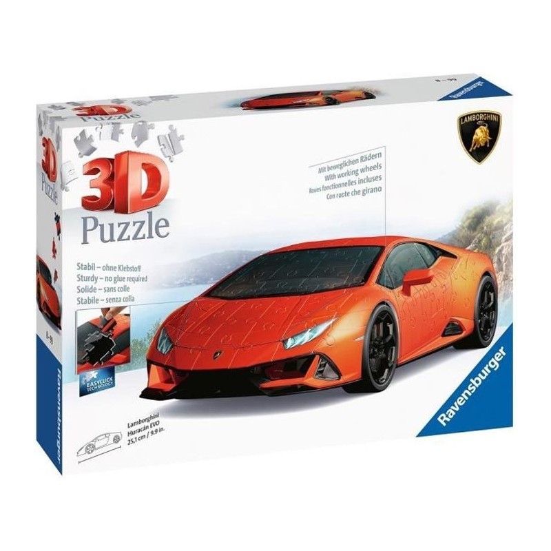 LAMBORGHINI Puzzle 3D Huracán EVO - Ravensburger - Véhicule 108 pieces - sans colle - Des 8 ans