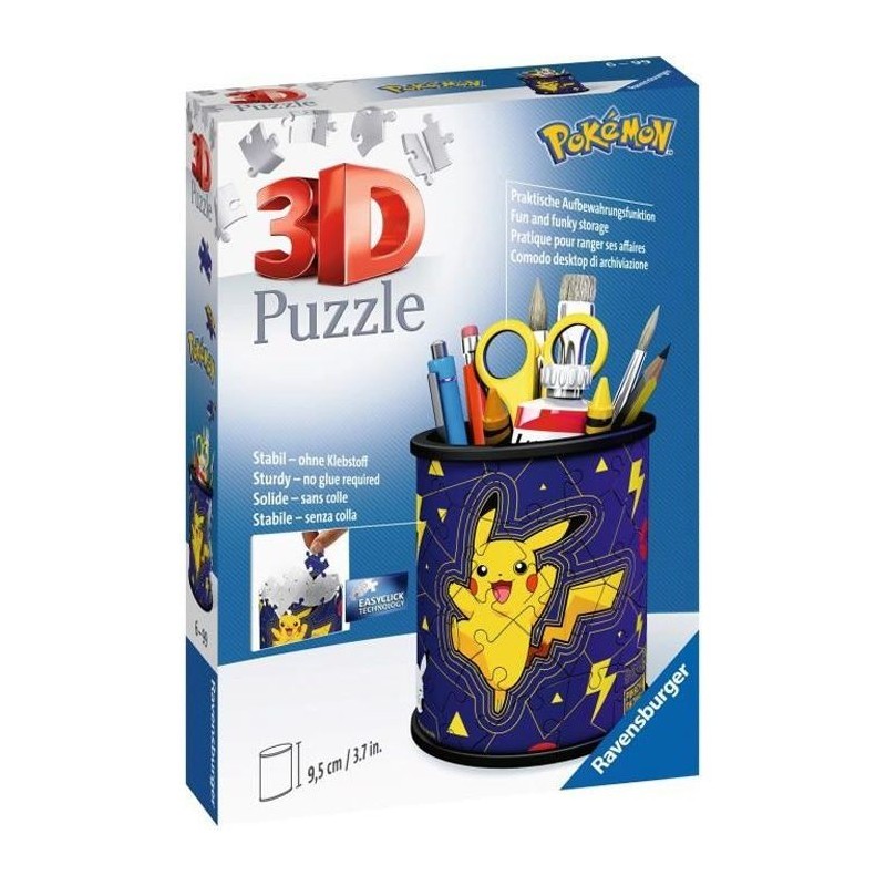 POKÉMON Puzzle 3D Pot a crayons - Ravensburger - Puzzle 3D enfant - sans colle - Pot a crayons 54 pieces - Des 6 ans