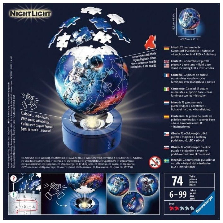 Puzzle 3D Ball 72 p illuminé - Les astronautes
