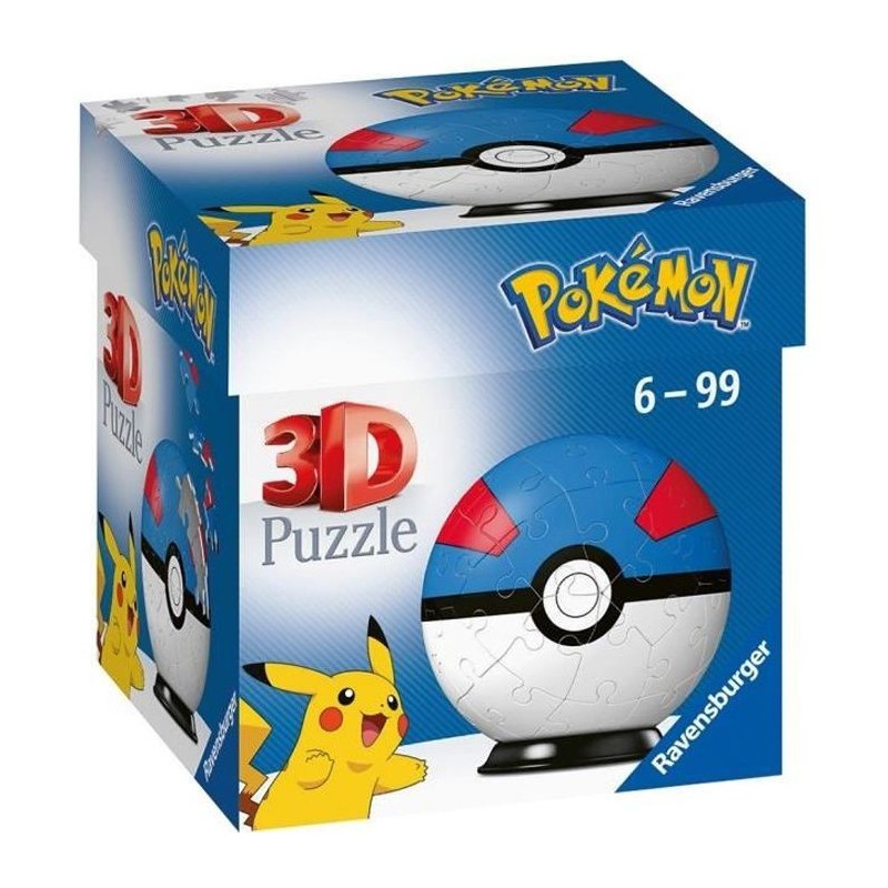 POKÉMON Puzzles 3D Ball 54 pieces - Super Ball - Ravensburger - Puzzle enfant 3D sans colle - Des 6 ans