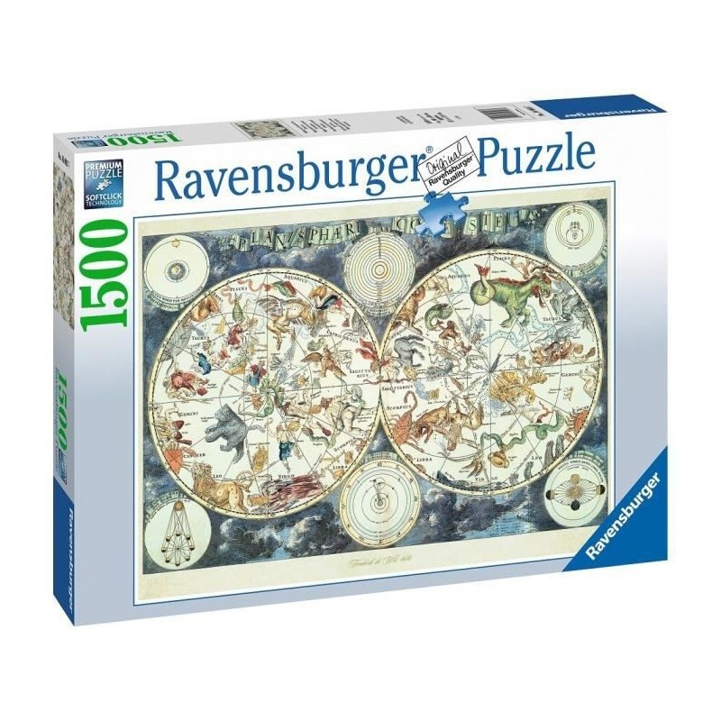 Puzzle 1500 pieces - Mappemonde des animaux fantastiques - Ravensburger - Puzzle adultes - Des 14 ans