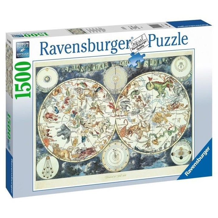 Puzzle 1500 pieces - Mappemonde des animaux fantastiques - Ravensburge