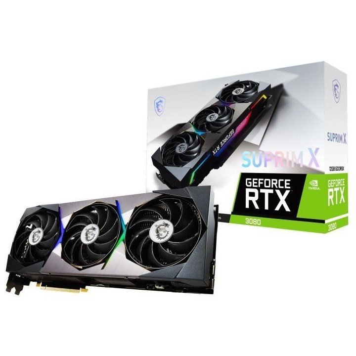 Carte Graphique - MSI - RTX 3080 SUPRIM X 12G LHR - (912-V389-408)