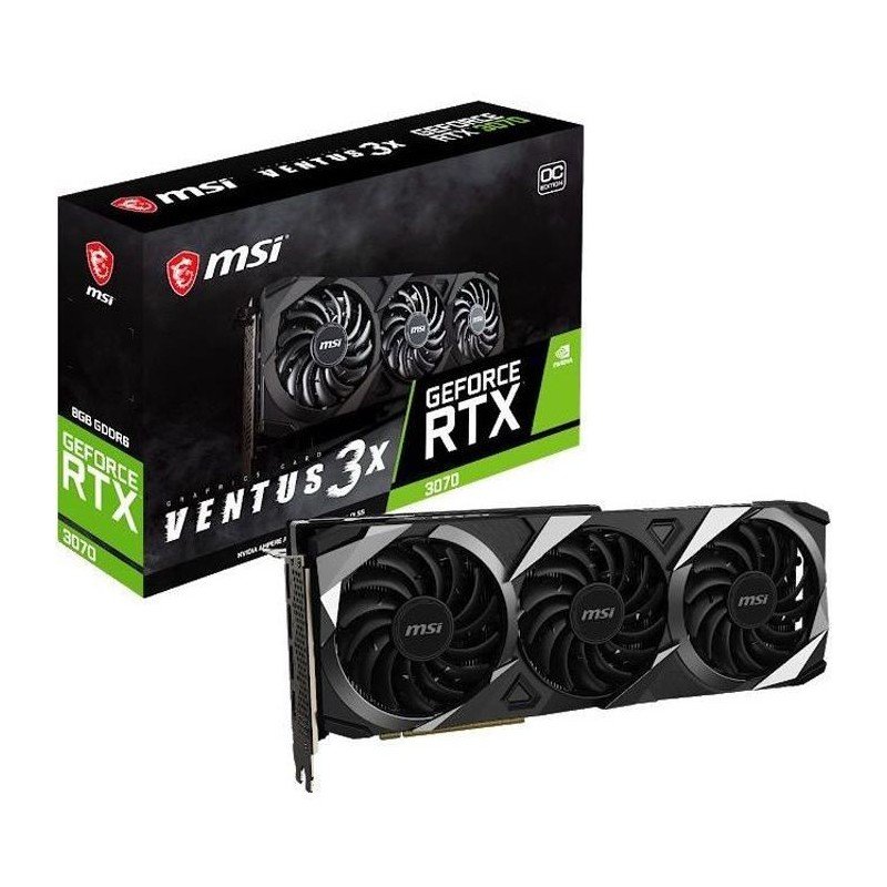 Carte Graphique - MSI - RTX 3070 VENTUS 3X 8G OC LHR - (912-V390-273)