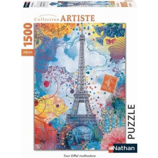 Puzzle 1500 pieces - Tour Eiffel multicolore - Nathan - Puzzle Adultes