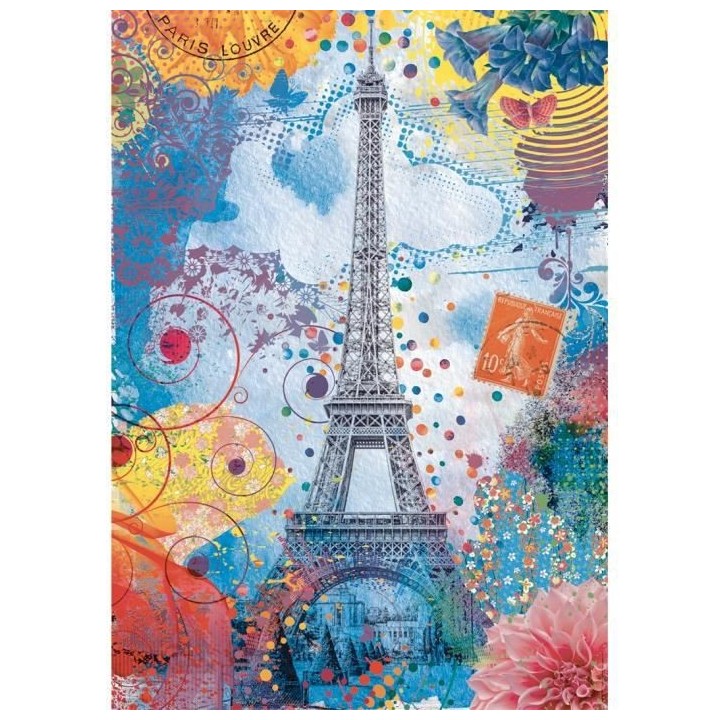 Puzzle 1500 pieces - Tour Eiffel multicolore - Nathan - Puzzle Adultes