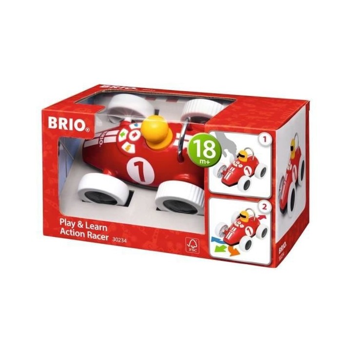 Brio Voiture de course Play & Learn - Boutons directionnels - Jouet d'