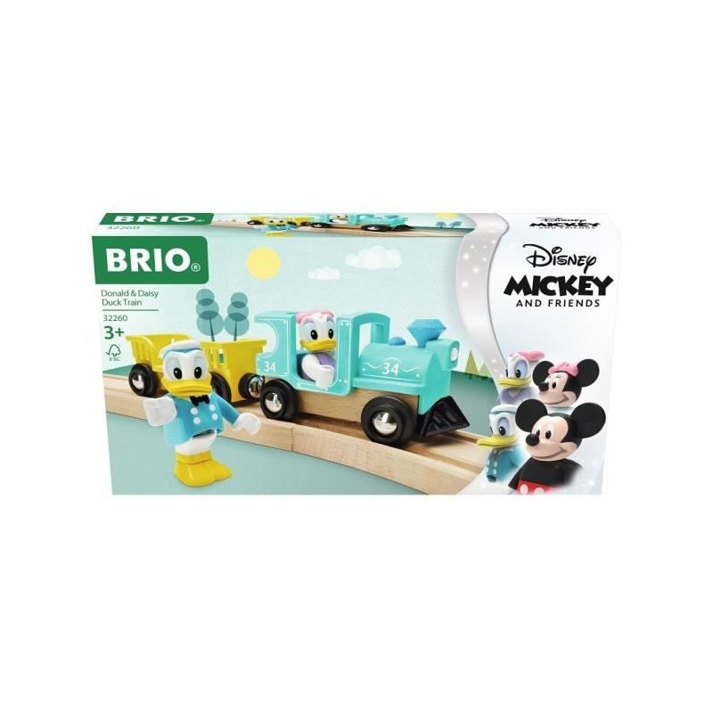 DISNEY Brio Train de Donald & Daisy Duck - Train sans pile pour circuit de train en bois - Ravensburger - Des 3 ans - 32260