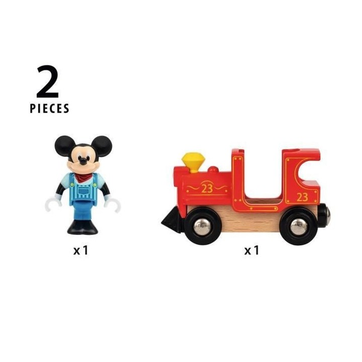 DISNEY Brio Mickey Mouse & Locomotive - Train sans pile pour circuit d