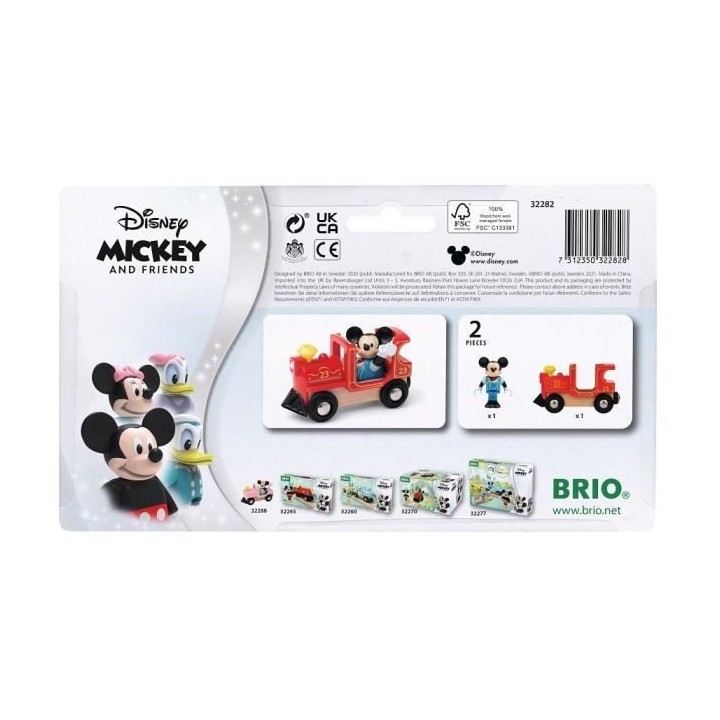 DISNEY Brio Mickey Mouse & Locomotive - Train sans pile pour circuit d
