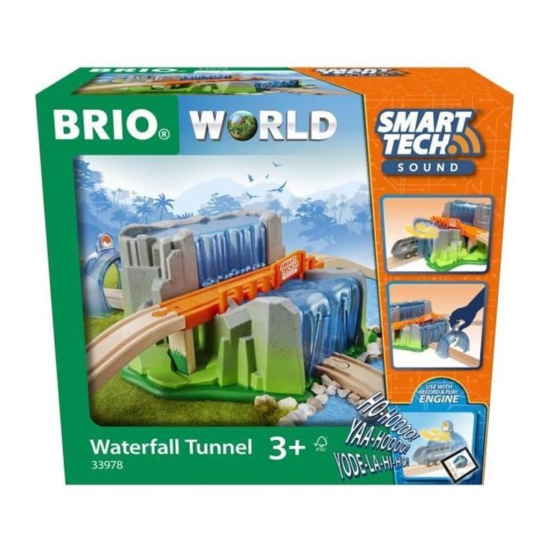 Brio World Pont & Tunnel Cascade Smart Tech Sound - Accessoire STEM pour circuit de train en bois - Ravensburger - Des 3 ans - 3