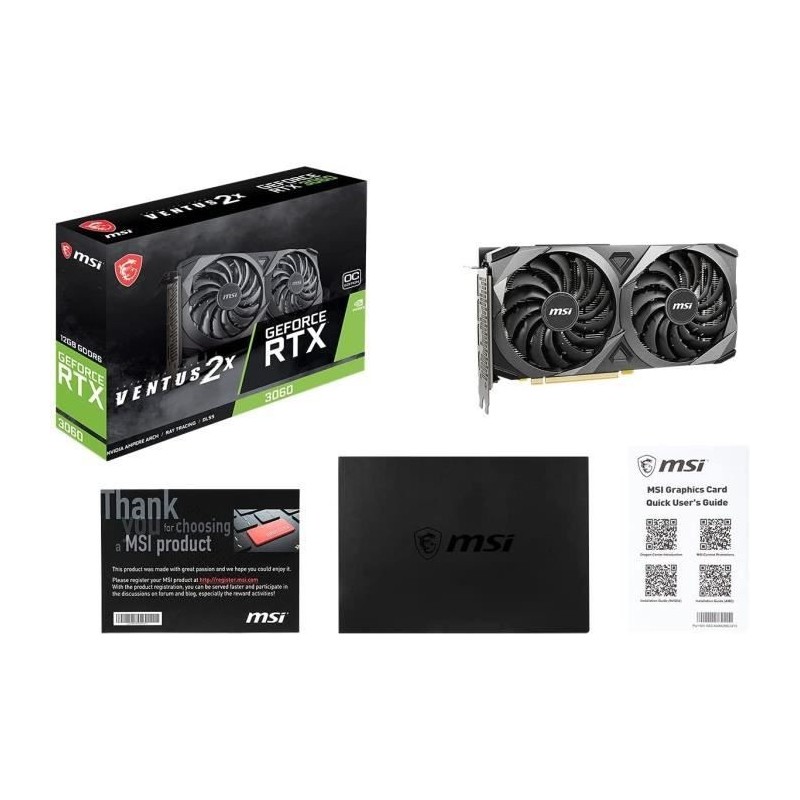 MSI - Carte graphique RTX 3060 VENTUS 2X OC - 12 Go (912-V397-039) - LHR