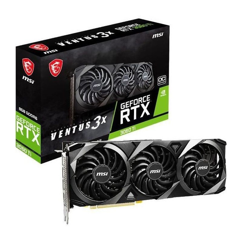 Carte Graphique - MSI - RTX 3060TI VENTUS 3X 8G LHR - (912-V397-239)