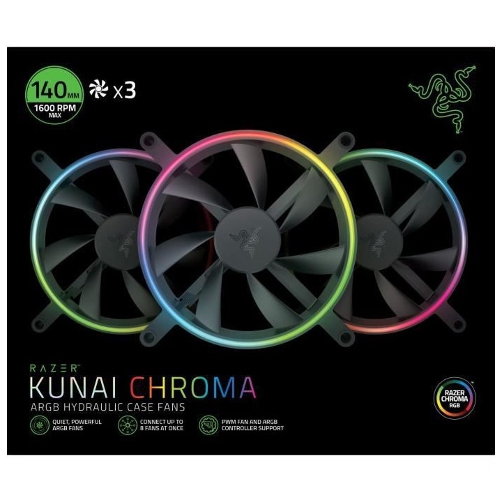 Ventilateur PC - RAZER - Kunai 140MM aRGB LED PWM Performance Fan - 3