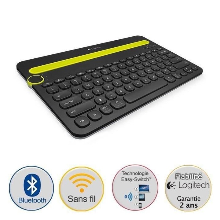 LOGITECH - Clavier bluetooth multidevice K480 Noir - AZERTY - Noir