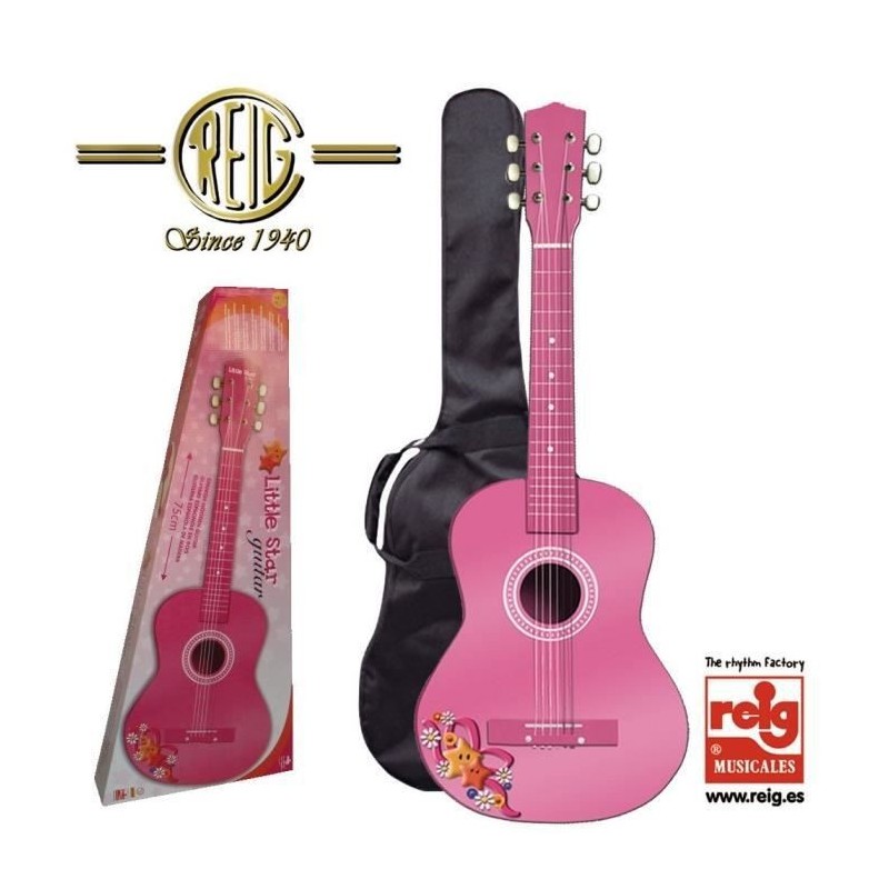 REIG Guitare espagnole - Boîte 75 cm- Rose