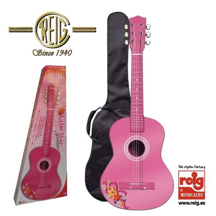 REIG Guitare espagnole - Boîte 75 cm- Rose