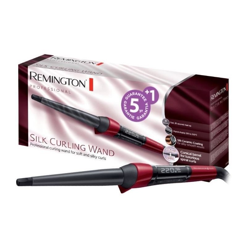 Remington CI96W1 Fer a Boucler, Boucleur Conique Silk Céramique Haute Qualité avec Protéine de Soie