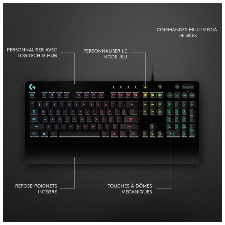 Clavier gaming filaire - Logitech - G213 Prodigy - USB - AZERTY - Noir