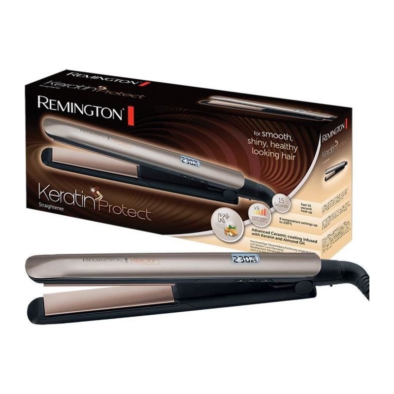 Remington S8540 Fer a lisser, Lisseur Keratin Protect, Plaques Flottantes Advanced Ceramic, Soin Kératine Huile d'Amande