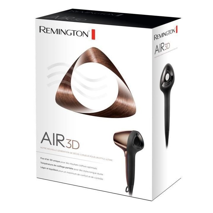 Remington D7777 Seche-Cheveux 1800W Air 3D, Ionique Puissant, Ergonomi