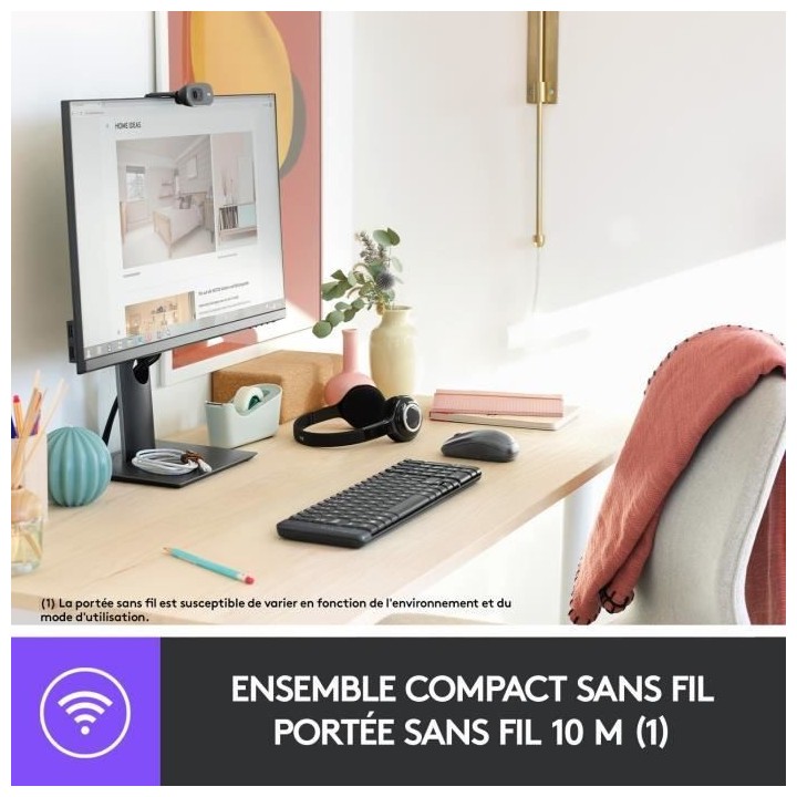 LOGITECH Ensemble Clavier Souris MK220 - AZERTY - Sans Fil