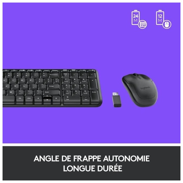 LOGITECH Ensemble Clavier Souris MK220 - AZERTY - Sans Fil