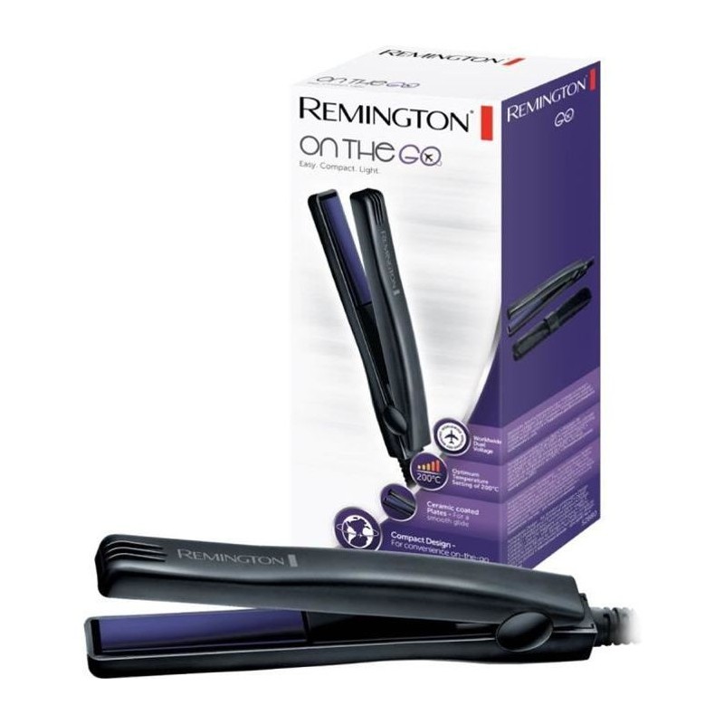 Remington S2880 Fer a Lisser Mini Lisseur de Voyage Advanced Ceramic On The Go, Taille Ultra Compacte