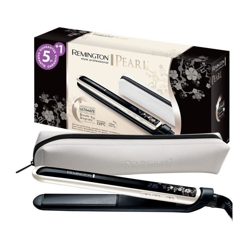 Remington S9500 Fer a Lisser, Lisseur Pearl Plaques Souples Advanced Ceramic XL avec Eclats de Perles, Cheveux Brillants