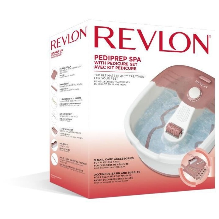 Revlon Spa pour pieds et de pédicure PediPrep Blanc et rose RVFB7021P
