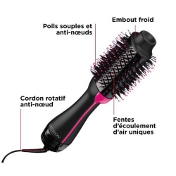 REVLON RVDR5222E - Brosse séchante volumisante 2 en 1 perfectionniste - Pro Collection - Noir/Rose