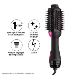 REVLON RVDR5222E - Brosse séchante volumisante 2 en 1 perfectionniste - Pro Collection - Noir/Rose