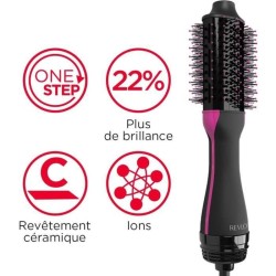 REVLON RVDR5282UKE - Brosse séchante volumisante One Step - Cheveux courts a mi longs - Brosse ovale - Poils mixtes - 3 réglag