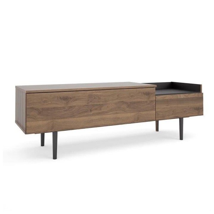 TVILUM Meuble TV 2 tiroirs - Vintage - Panneau de particules - Décor