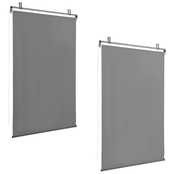 Lot de 2 stores enrouleurs gris pour pergola
