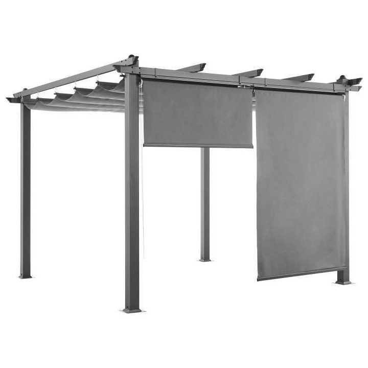 Lot de 2 stores enrouleurs gris pour pergola